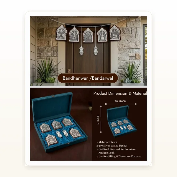 CRESTORA 999 Silver Plated Bandhanwar Toran Gift Set