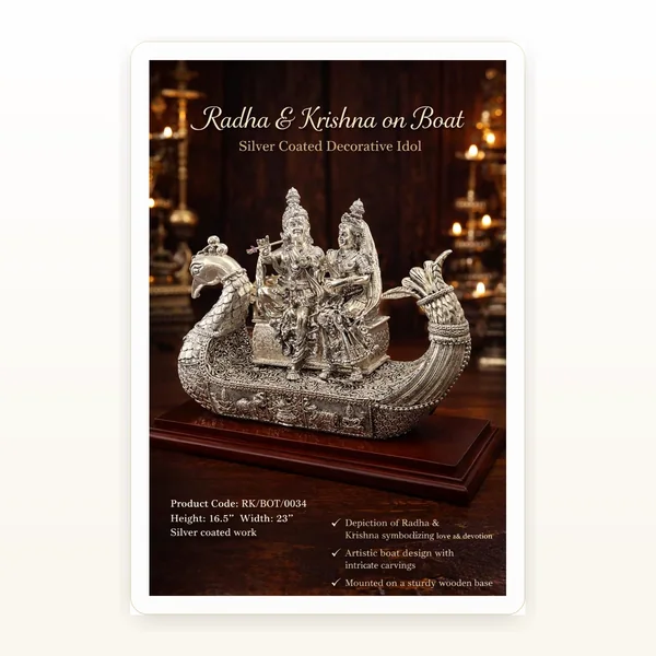CRESTORA 999 Silver Plated Radha Krishna Idol Gift Article
