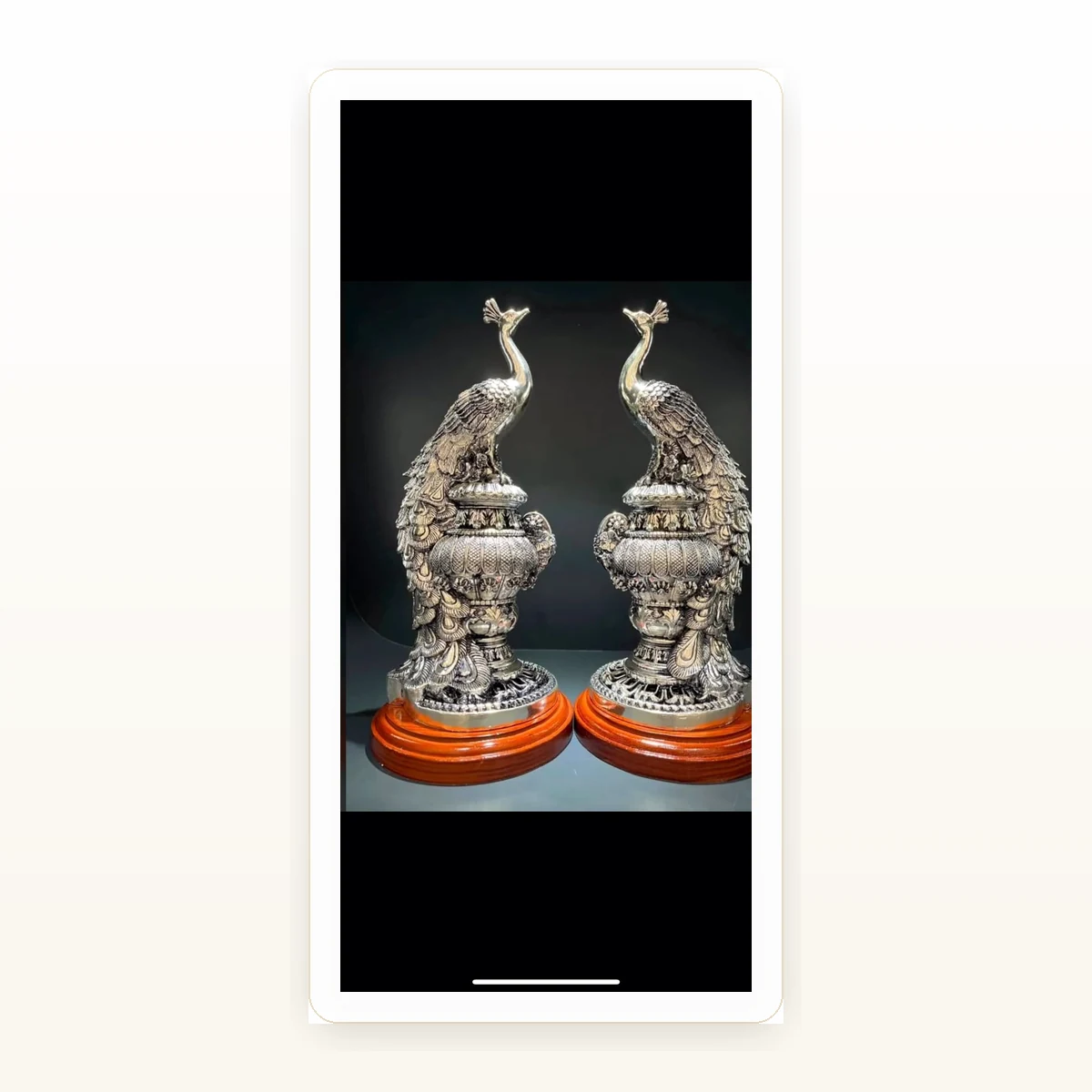 CRESTORA 999 Silver Plated Peacock Pair Premium Showpiece