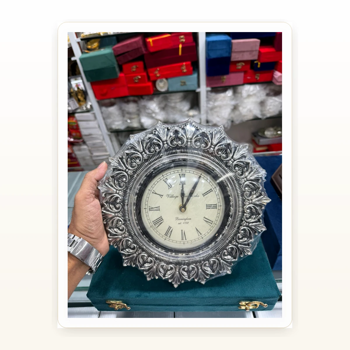 CRESTORA 999 Silver Plated Designer Table Clock