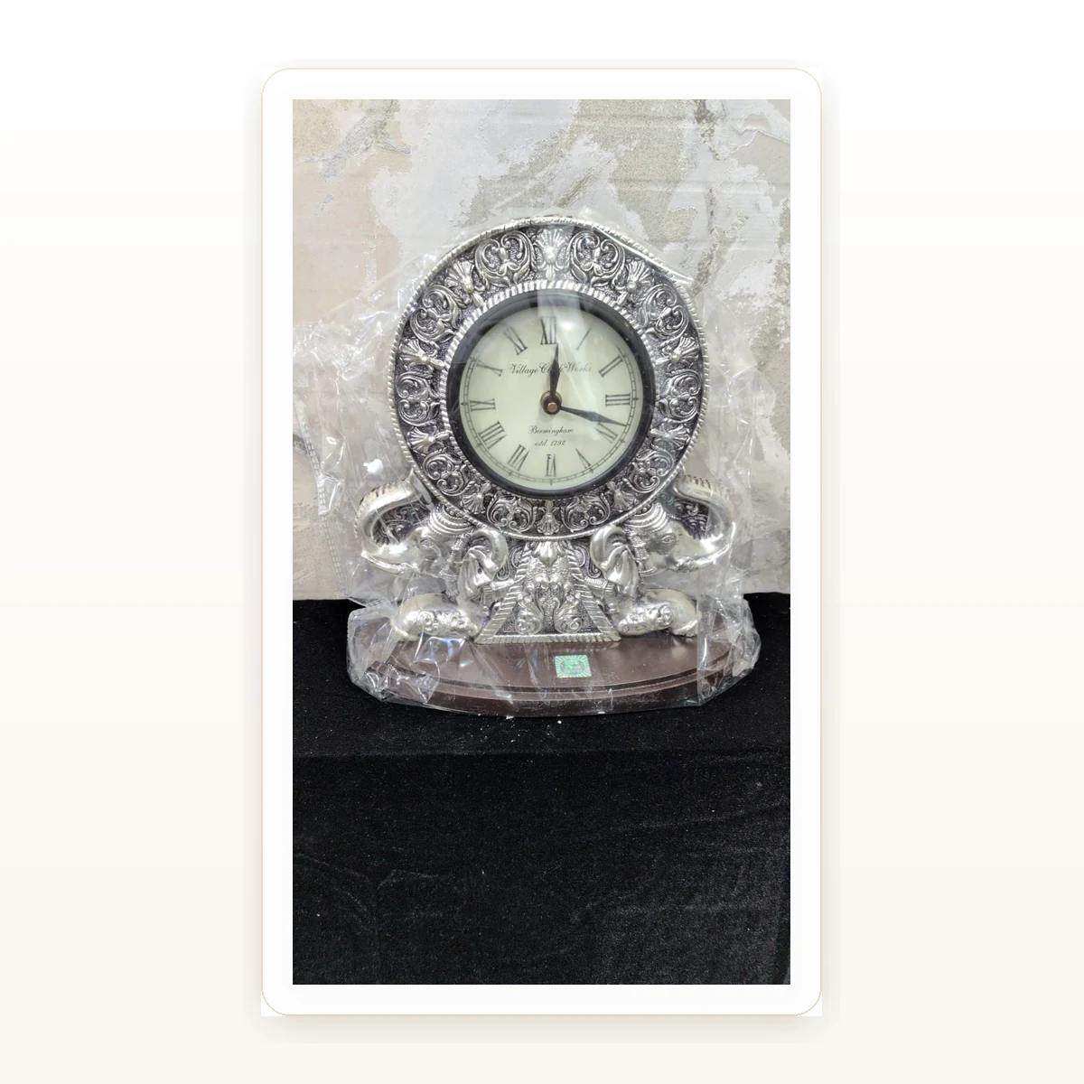 CRESTORA 999 Silver Plated Ornate Table Clock